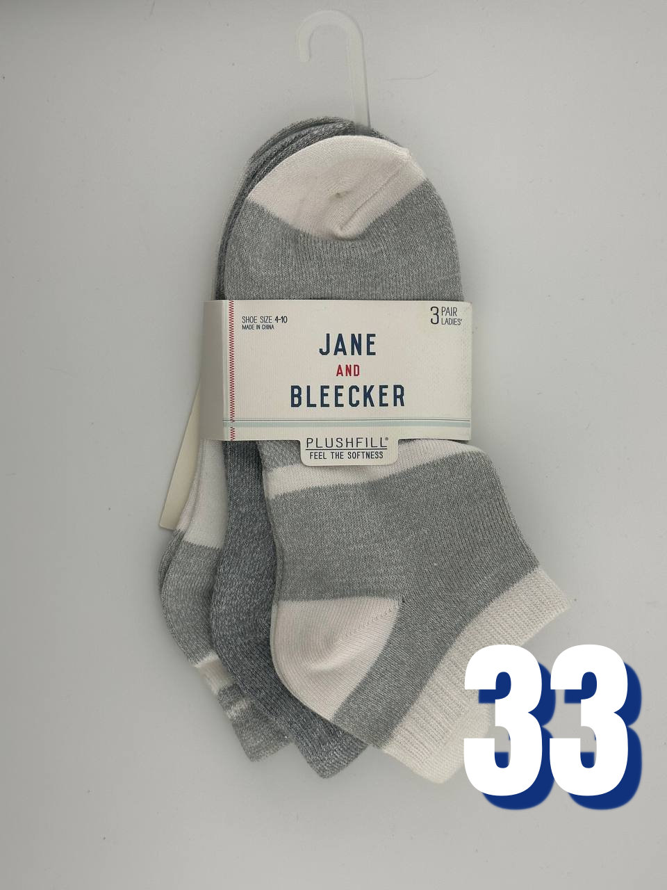 Jane and Bleecker Womens Low Cut Socks 33