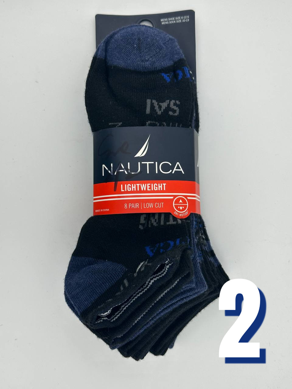 Nautica Mens Lightweight 8 Pair Low Cut Socks 2