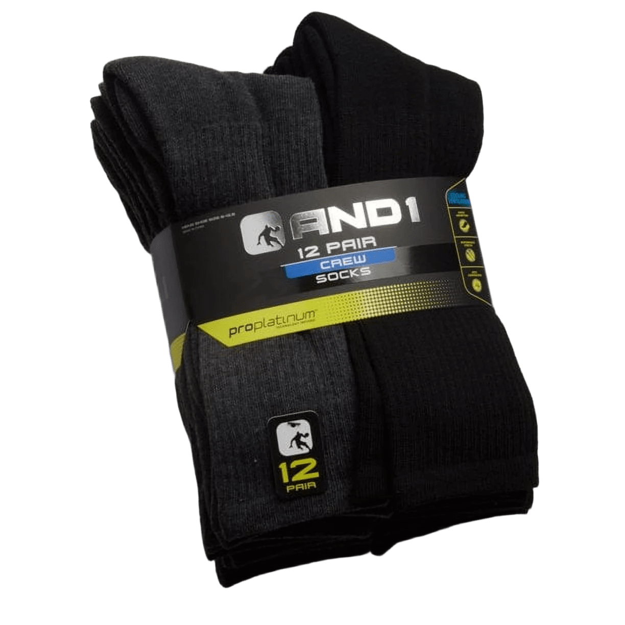 AND1 Mens Socks Cushion Crew Socks 12 Pack 5 1